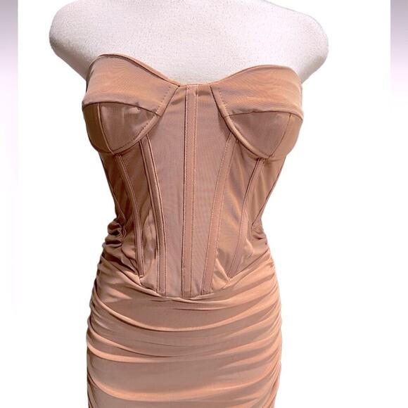 BARDOT Lithium Mesh Midi Dress In Nude Size S US4 - Picture 9 of 14